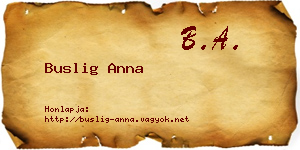 Buslig Anna névjegykártya