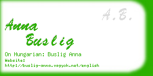 anna buslig business card